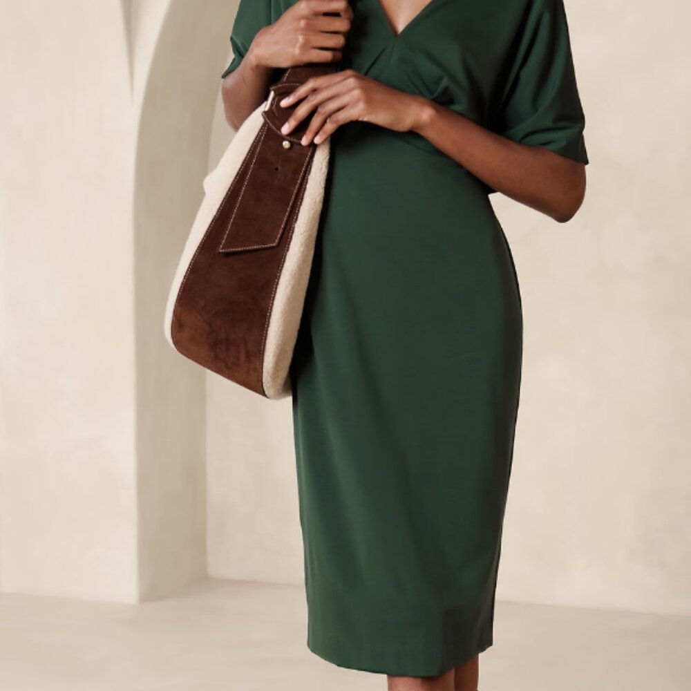 Banana Republic SORAYA MIDI DRESS Hunter Green Size 8